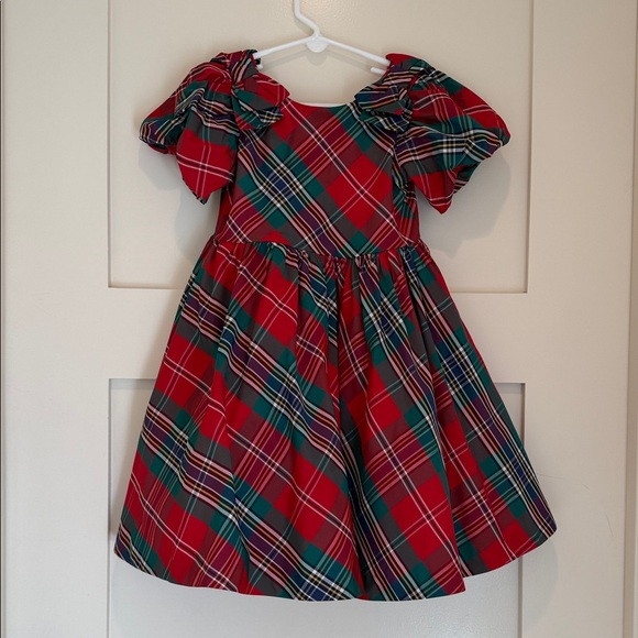 Janie and Jack Red Plaid Holiday Dress Size 4 Girls Tulle Lined Christmas Party - Picture 7 of 8